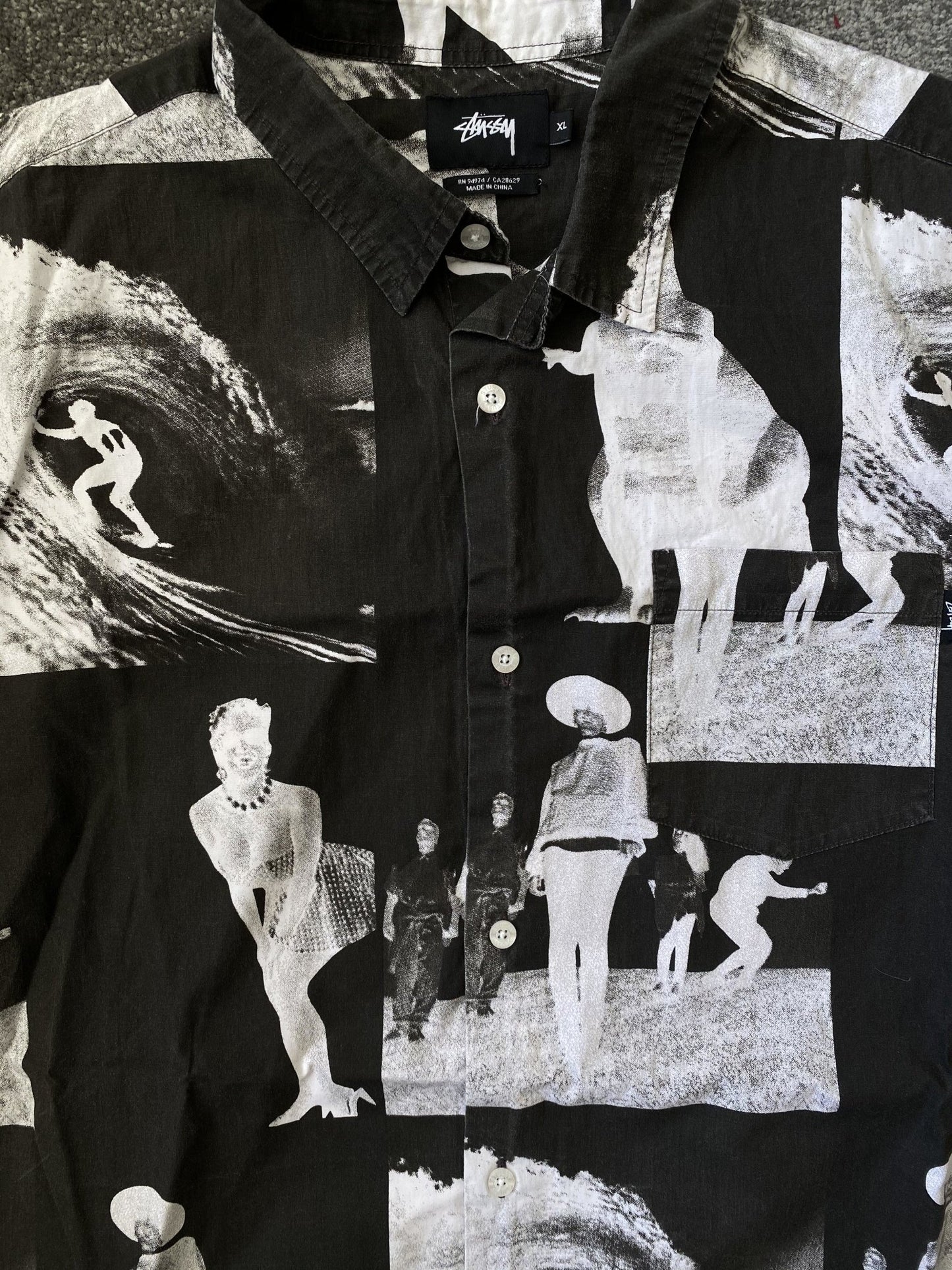 Stüssy Black & White Surf Shirt-Shirts-Solus Supply