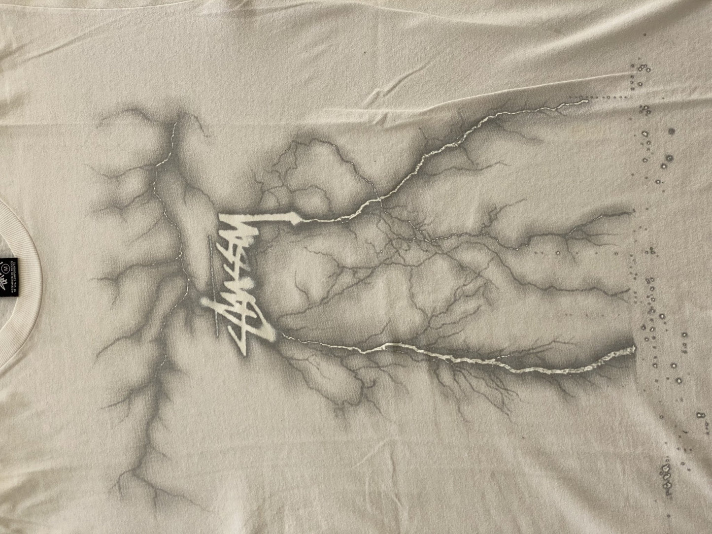 Stüssy Lightning Tee Grey White-T-Shirt-Solus Supply