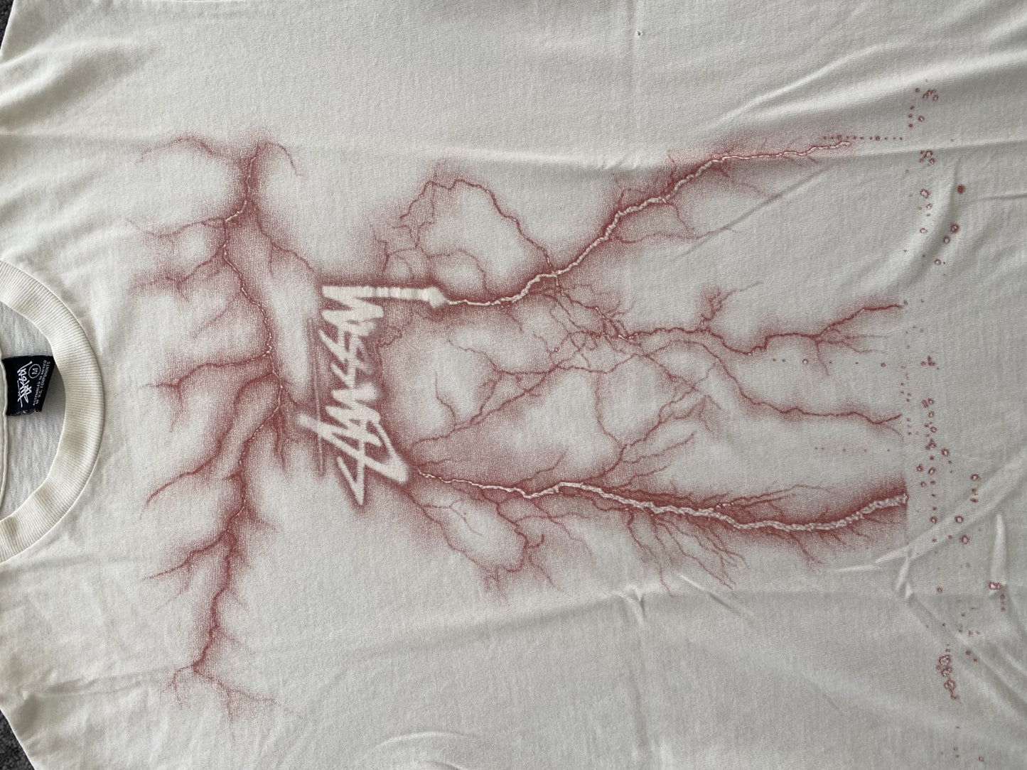 Stüssy Lightning Tee Red White-T-Shirt-Solus Supply