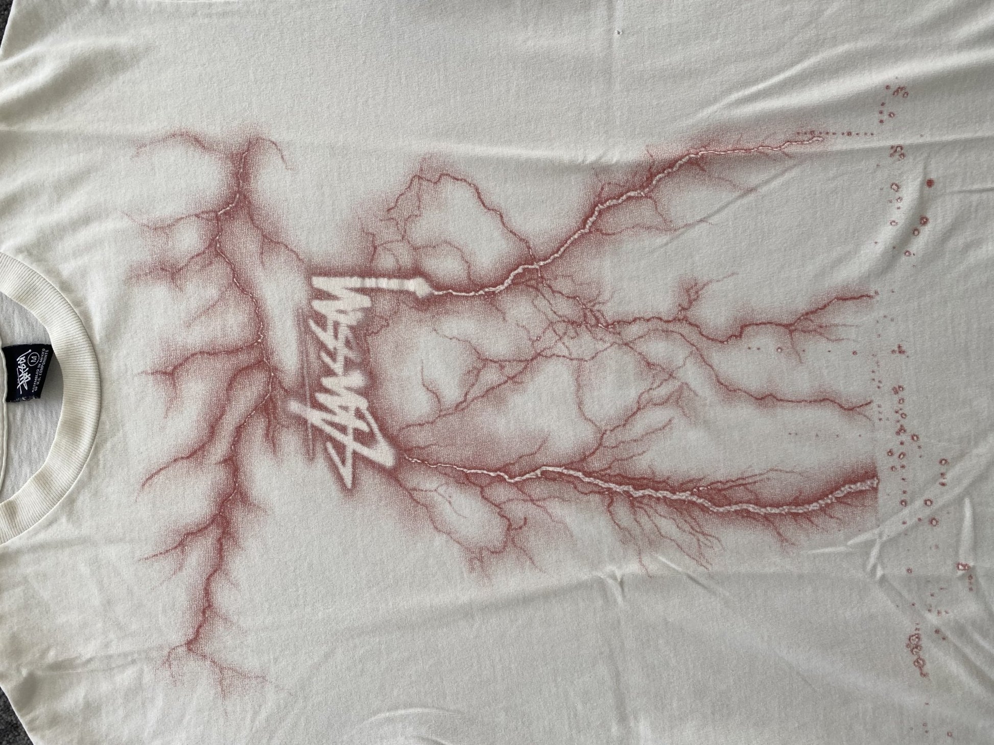 Stüssy Lightning Tee Red White-T-Shirt-Solus Supply