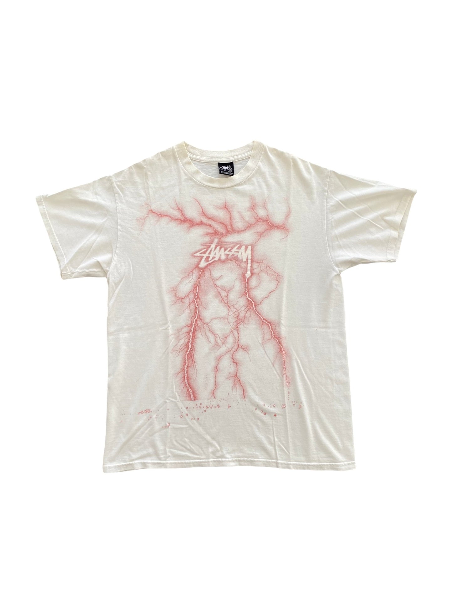 Stüssy Lightning Tee Red White-T-Shirt-Solus Supply